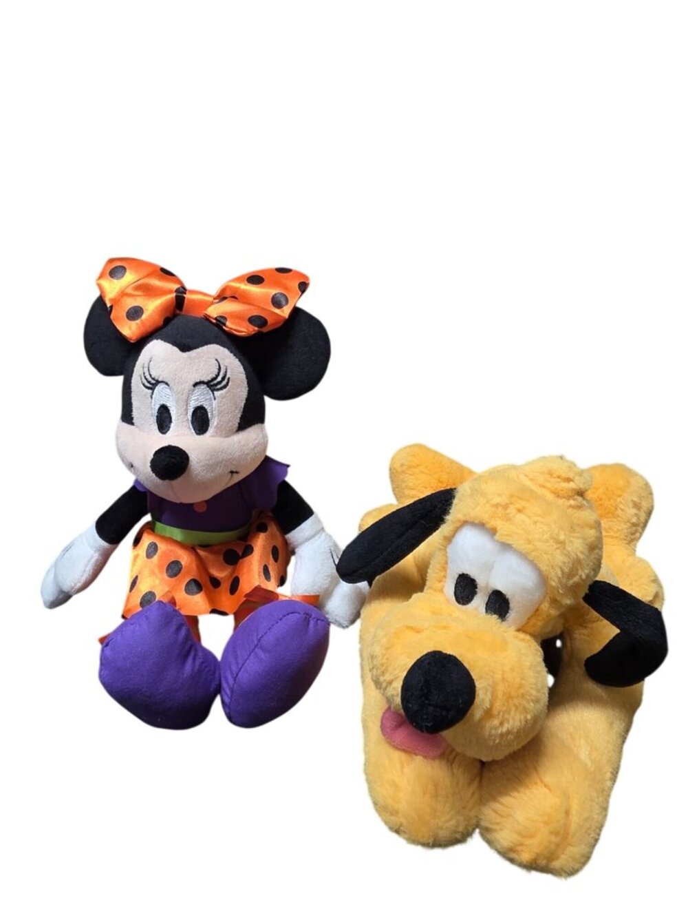 Disney Minnie Mouse Halloween & Pluto Plush Lot Orange Purple Fall Stuffed Anima